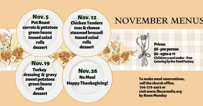 Wednesday Night Meal Reservations