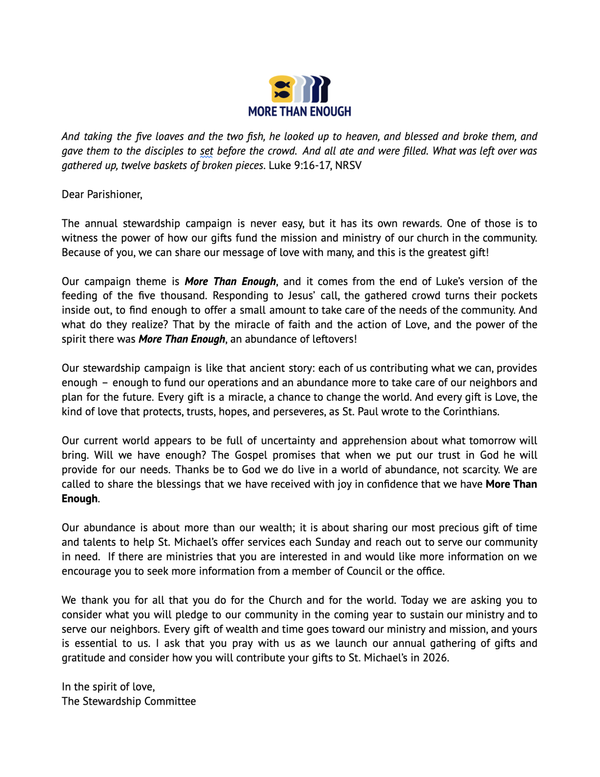 A letter from the Stewardship Committee