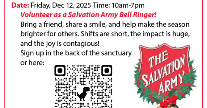Salvation Army Bell Ringers Needed!