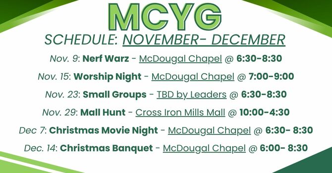 MCYG Upcoming Events image