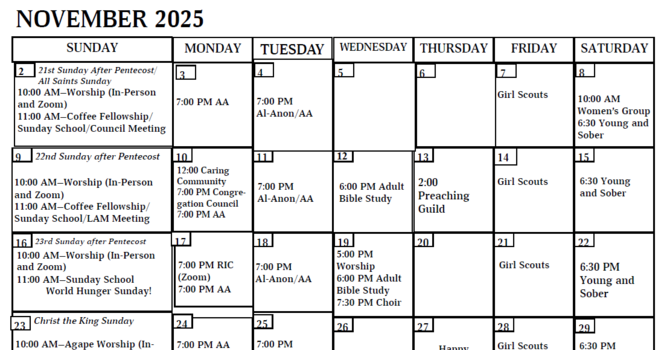 Calendar - November 2025 image