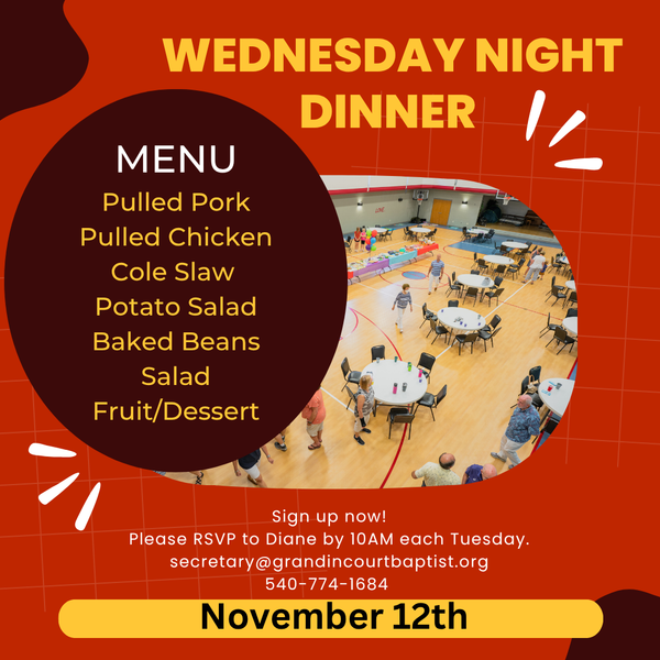 Wednesday Fellowship Dinner 