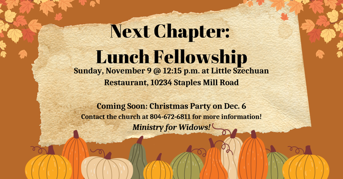 Next Chapter Widows Ministry Lunch