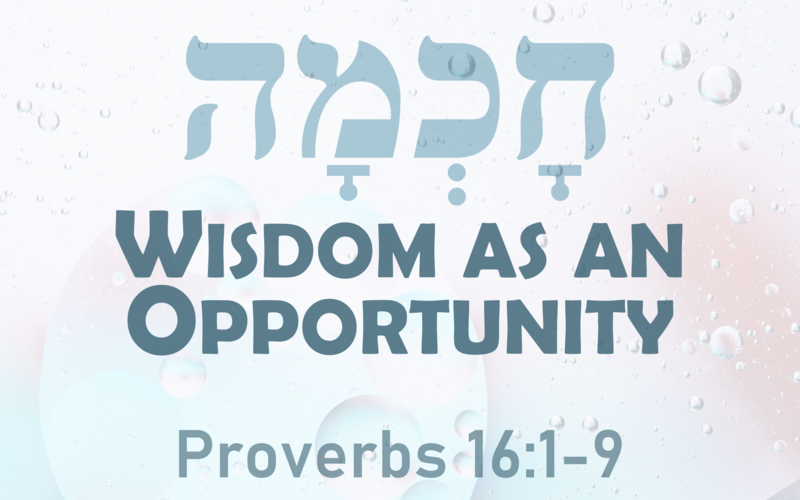 This Sunday's Message... "Wisdom as an Opportunity"
