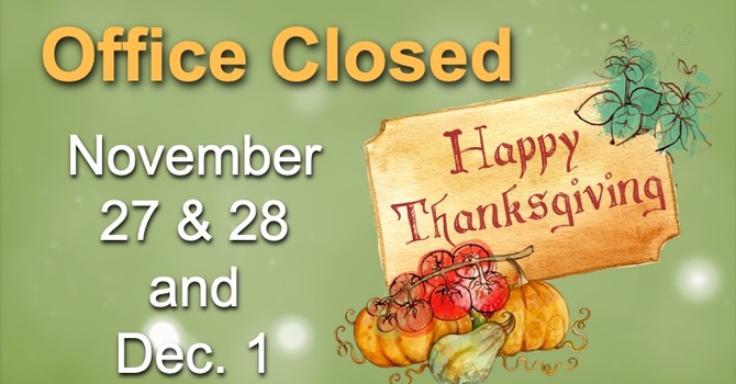 Church office closed for Thanksgiving