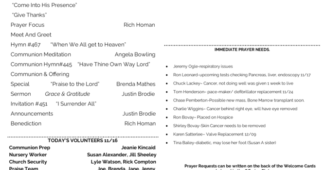 Sunday Bulletin image