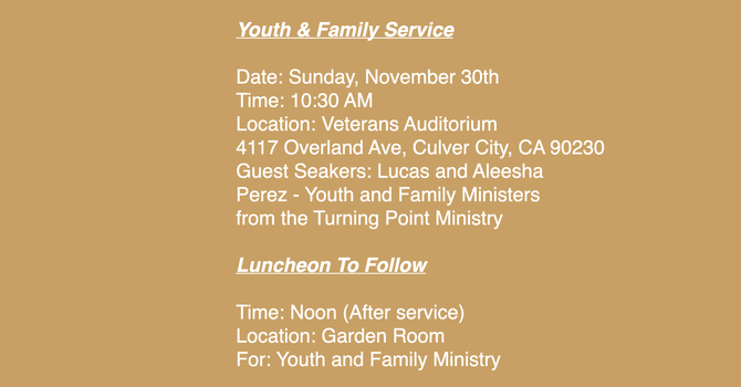 Youth & Family Service ~ Luncheon to Follow