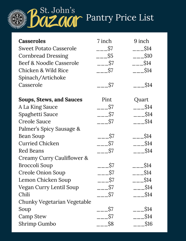 This Year's Pantry Price List