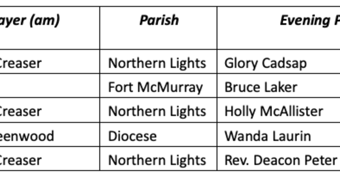 Diocesan Facebook Prayer Schedule image