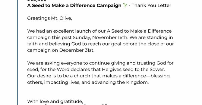 A Thank You to MTO - Letter image