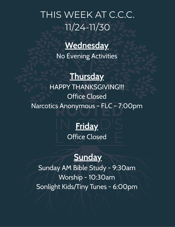 Schedule for the week