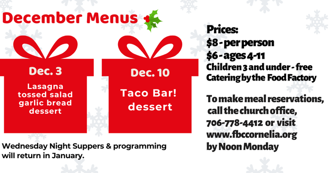 Wednesday Night Meal Reservations