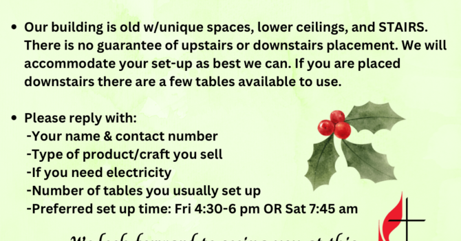 Christmas Church Bazaar Vendor Information image