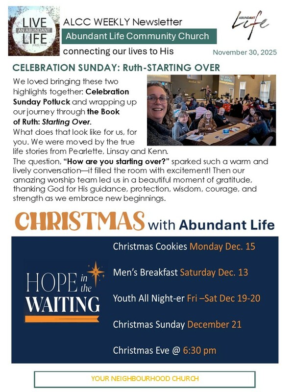 The Events & Happenings of the Abundant Life
