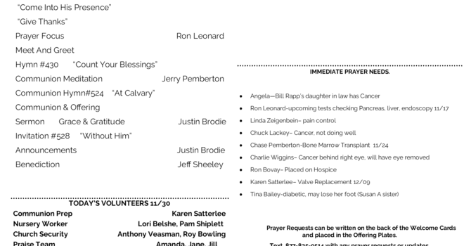 Sunday Bulletin image