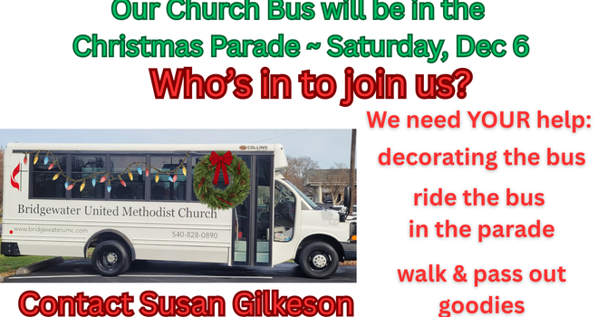 Church bus in the Christmas Parade