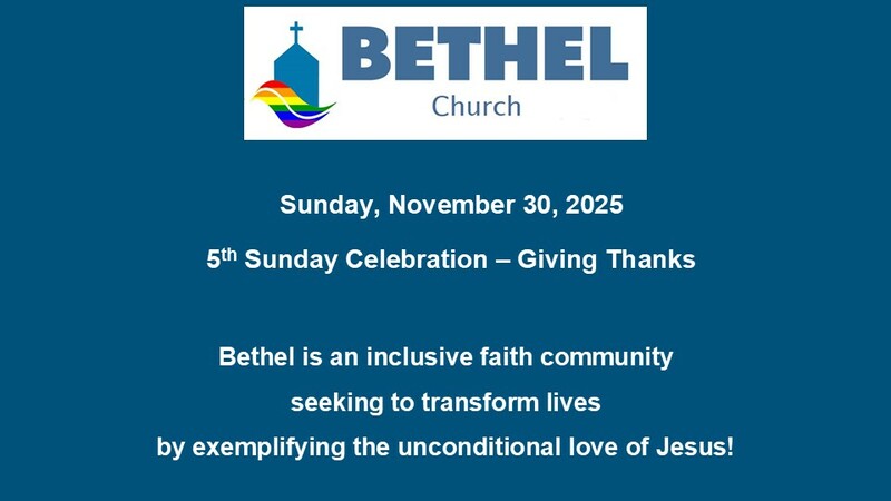 November 30 Worship - 5th Sunday Celebration