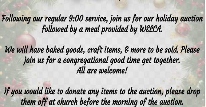 Holiday Auction is December 7th!