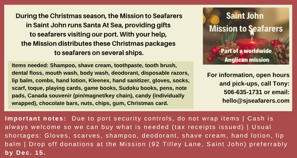 A message from the Mission to Seafarers, Saint John