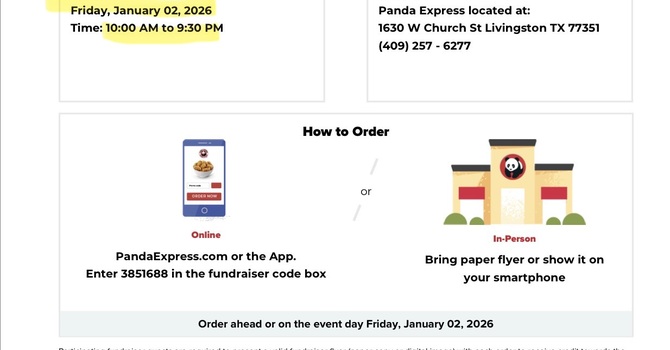 Panda Express Youth Fundraiser