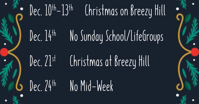 December Schedule 