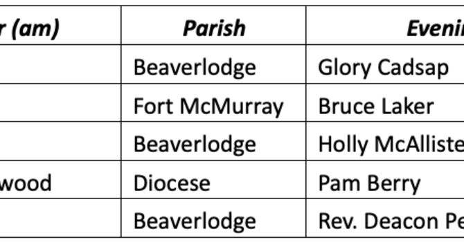 Diocesan Facebook Prayer Schedule image