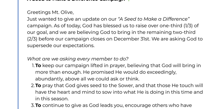 Update - A Seed To Make A Difference Campaign image
