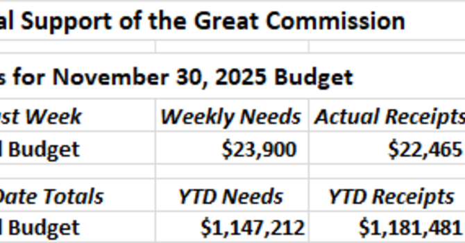 Our Financial Support of the Great Commission image