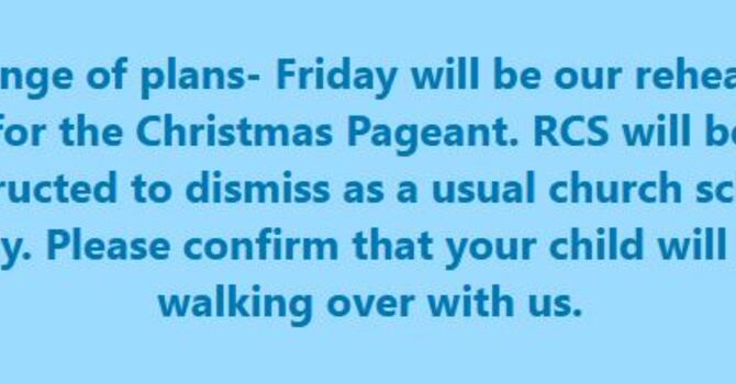 Church School Re-Scheduled