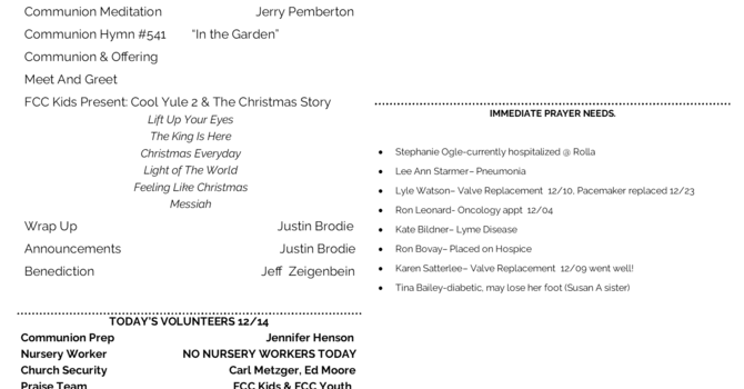 Sunday Bulletin image