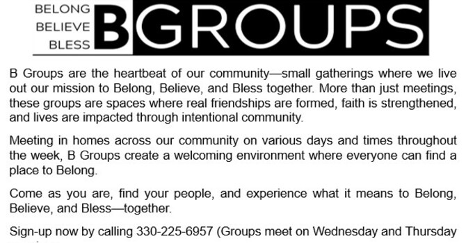 BELONG - BELIEVE - BLESS