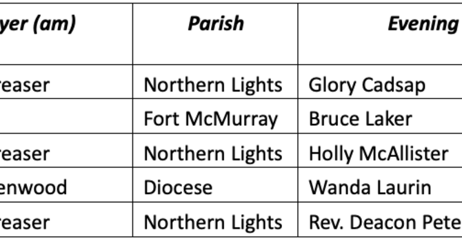 Diocesan Facebook Prayer Schedule image