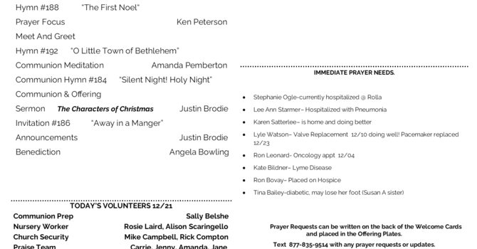 Sunday Bulletin image