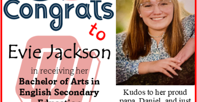 CONGRATULATIONS, Evie Jackson! image