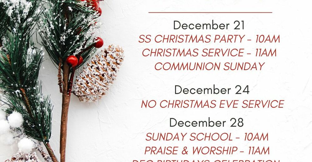 December Holiday Schedule