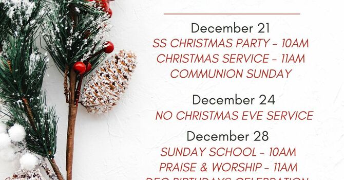 December Holiday Schedule