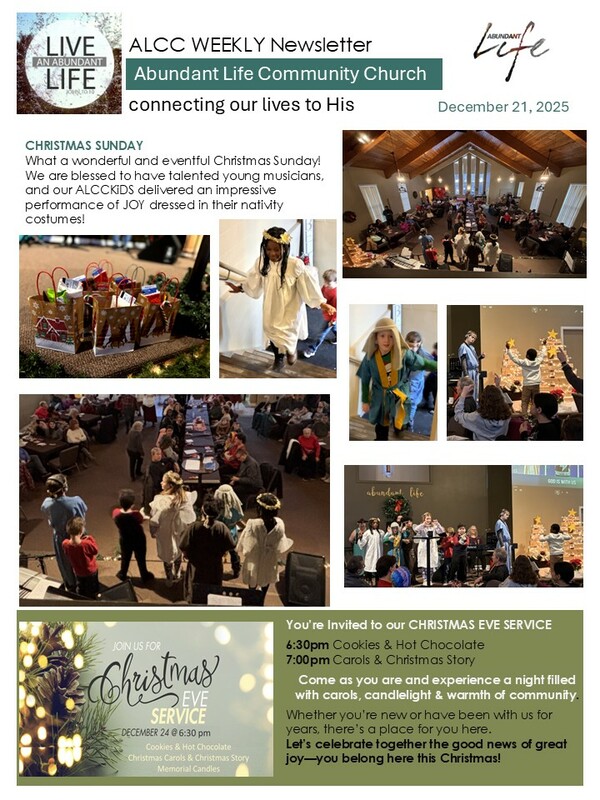 The Events & Happenings of the Abundant Life