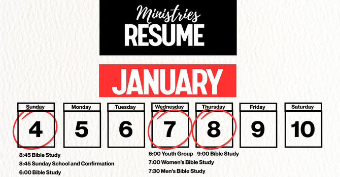 Ministries Resume in January image