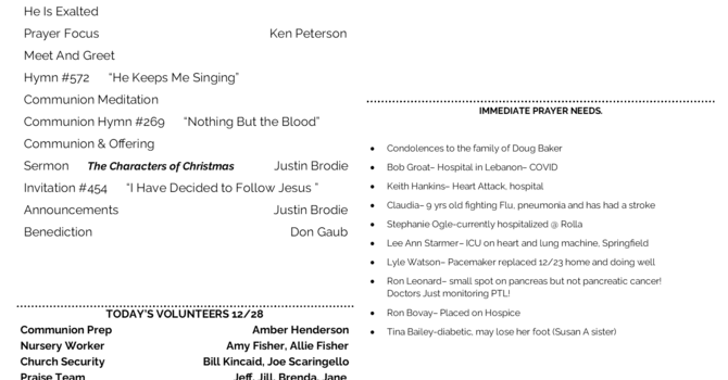 Sunday Bulletin image