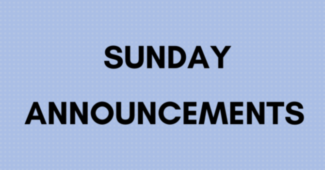 Sunday Announcements 1/11/26