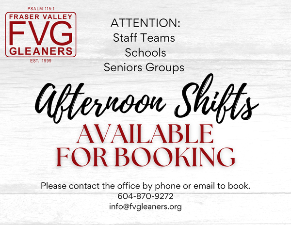 Afternoon Shifts for Group Bookings