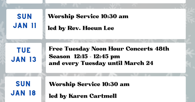 Upcoming events in January 2026