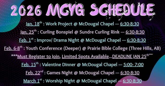 MCYG Upcoming Events image