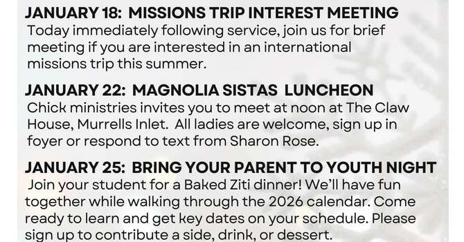 Digital Bulletin 1.18.26 image