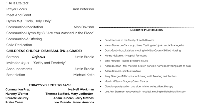 Sunday Bulletin image