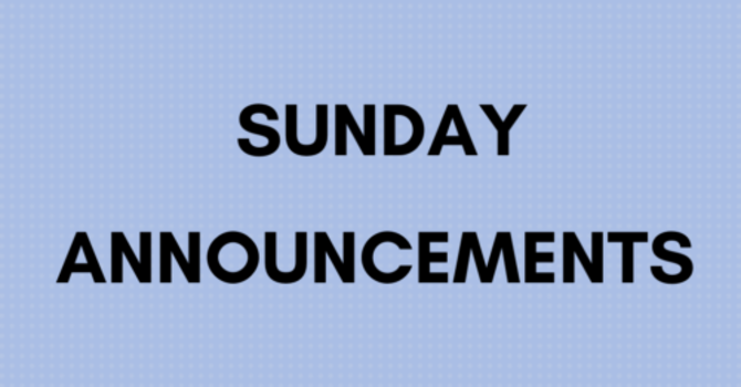 Sunday Announcements 1/18/26