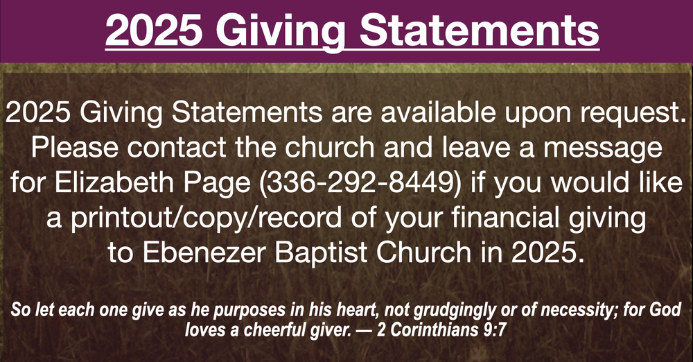 2025 Giving Statements Available Upon Request