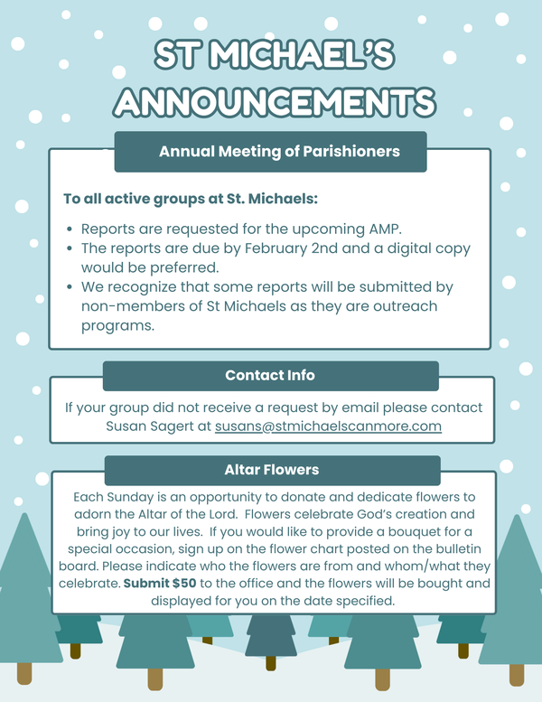 St Mike's Announcements