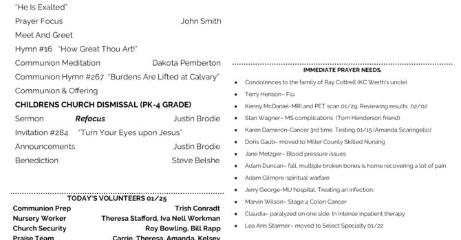 Sunday Bulletin image