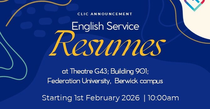 CLIC ENGLISH SERVICE RESUMES @FEDERATION UNIVERSITY IN FEBRUARY 1st image